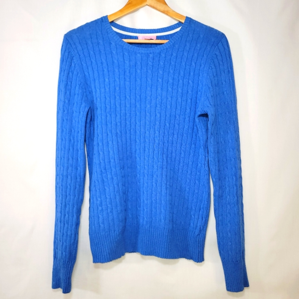 Lilly Pulitzer Girls Royal Blue Cable Knit Cotton Sweater XL